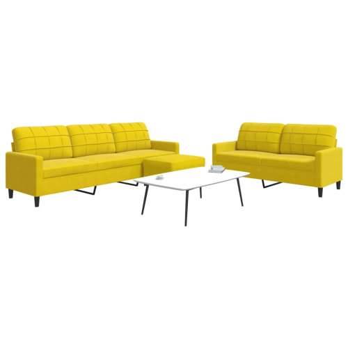 3-dijelni set sofa s jastucima žuti baršunasti Žuta S osloncem za noge Cijena