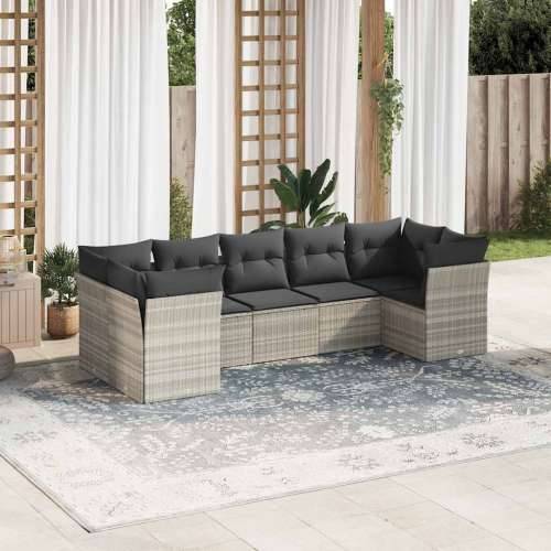 Vrtna garnitura - 7-dijelni set vrtnih sofa svjetlosivi od poliratana - Svjetlosiva 7 Cijena