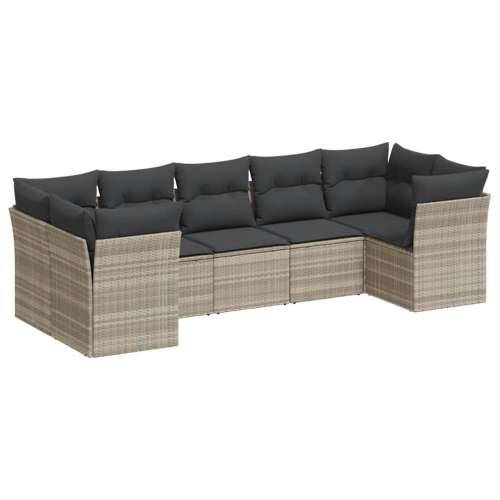 Vrtna garnitura - 7-dijelni set vrtnih sofa svjetlosivi od poliratana - Svjetlosiva 7 Cijena