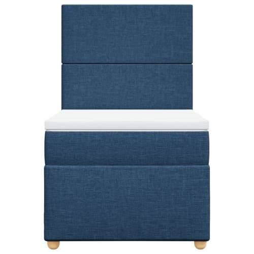 Krevet s oprugama i madracem plavi 90 x 190 cm od tkanine - Plava 90 x 190 cm Gladak dizajn Cijena