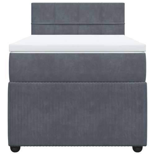 Box spring krevet s madracem tamnosivi 90x190 cm baršunasti - Tamno siva 90 x 190 cm Blok s kvadratima Cijena