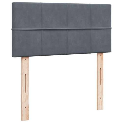 Box spring krevet s madracem tamnosivi 90x190 cm baršunasti - Tamno siva 90 x 190 cm Blok s kvadratima Cijena