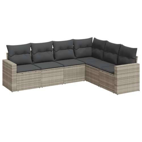Vrtna garnitura - 6-dijelni set vrtnih sofa od poliratana s jastucima svjetlosivi - Svjetlosiva Bez stola 1 Cijena