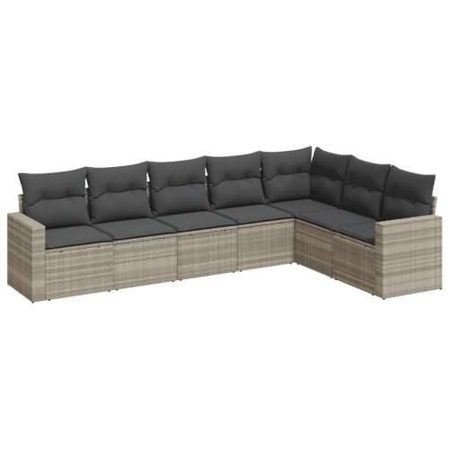 Vrtna garnitura - 7-dijelni set vrtnih sofa svjetlosivi od poliratana - Svjetlosiva Bez stola 1 Cijena