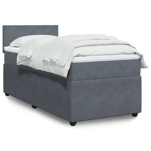 Box spring krevet s madracem tamnosivi 90x200 cm baršunasti - Tamno siva 90 x 200 cm Gladak dizajn Cijena