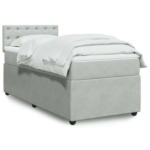 Box spring krevet s madracem svjetlosivi 90x190 cm baršunasti Svjetlosiva 90 x 200 cm gumbi Cijena