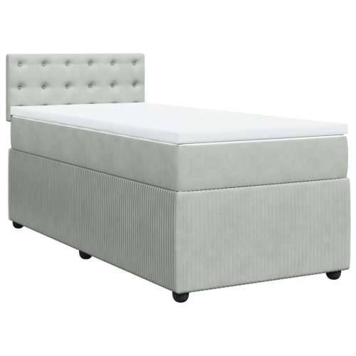 Box spring krevet s madracem svjetlosivi 90x190 cm baršunasti Svjetlosiva 90 x 200 cm gumbi Cijena
