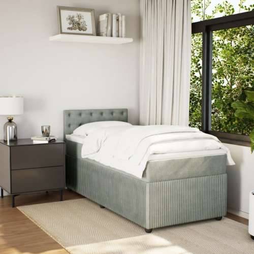 Box spring krevet s madracem svjetlosivi 90x190 cm baršunasti Svjetlosiva 90 x 200 cm gumbi Cijena
