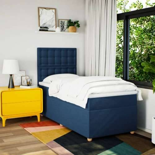 Krevet s oprugama i madracem plavi 90 x 190 cm od tkanine - Plava 90 x 190 cm gumbi Cijena