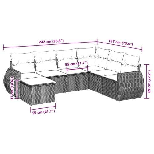 Vrtna garnitura - 7-dijelni set vrtnih sofa svjetlosivi od poliratana - Svjetlosiva 1 Bez stola Cijena