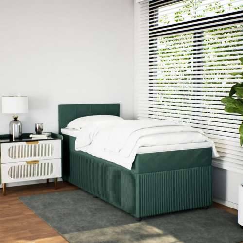 Box spring krevet s madracem tamnozeleni 100x200 cm baršunasti Tamnozelena 100 x 200 cm Blok s kvadratima Cijena