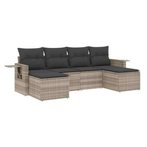 Vrtna garnitura - 6-dijelni set vrtnih sofa od poliratana s jastucima svjetlosivi - Svjetlosiva i tamnosiva Bez stola 1 Cijena