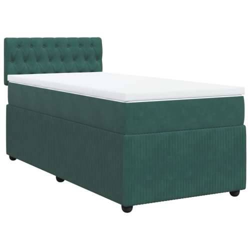 Box spring krevet s madracem tamnozeleni 100x200 cm baršunasti - Tamnozelena 100 x 200 cm Dizajn s gumbima Cijena