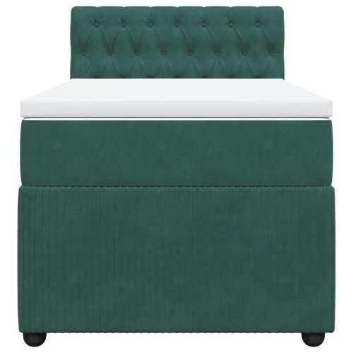 Box spring krevet s madracem tamnozeleni 100x200 cm baršunasti - Tamnozelena 100 x 200 cm Dizajn s gumbima Cijena