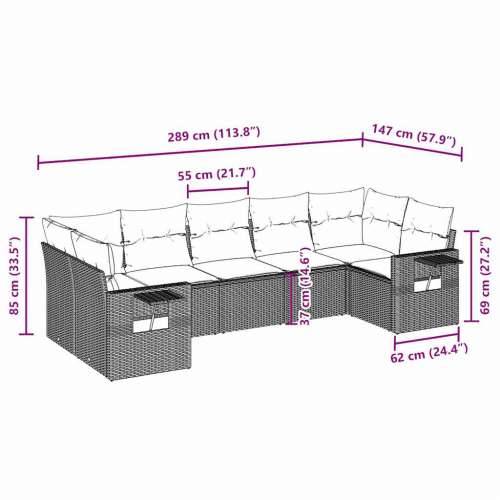 Vrtna garnitura - 7-dijelni set vrtnih sofa svjetlosivi od poliratana - Svjetlosiva 1 Cijena