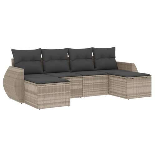 Vrtna garnitura - 6-dijelni set vrtnih sofa od poliratana s jastucima svjetlosivi - Svjetlosiva Bez stola 1 Cijena