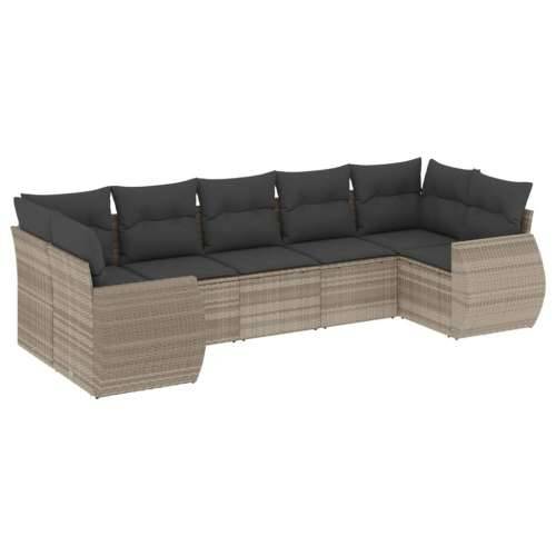 Vrtna garnitura - 7-dijelni set vrtnih sofa svjetlosivi od poliratana - Svjetlosiva i tamnosiva 1 Cijena