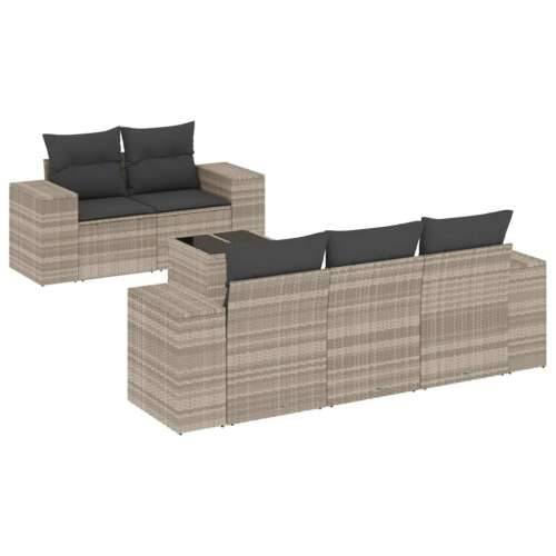 Vrtna garnitura - 6-dijelni set vrtnih sofa od poliratana s jastucima svjetlosivi - Svjetlosiva 1 Cijena