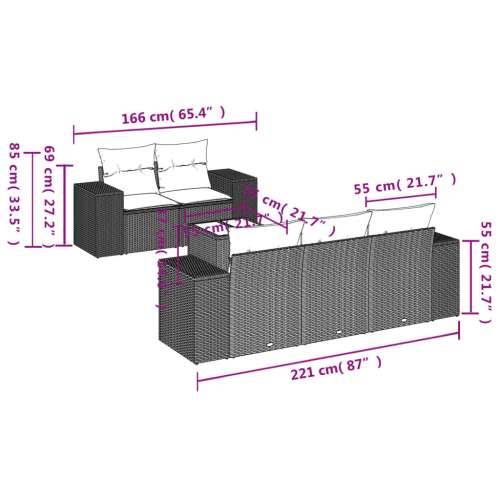 Vrtna garnitura - 6-dijelni set vrtnih sofa od poliratana s jastucima svjetlosivi - Svjetlosiva 1 Cijena