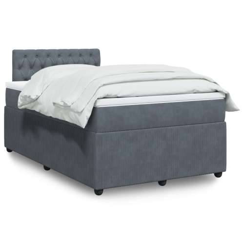 Box spring krevet s madracem tamnosivi 120 x 200 cm baršunasti - Tamno siva 120 x 200 cm Dizajn s gumbima Cijena