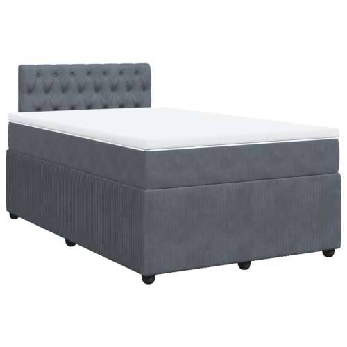 Box spring krevet s madracem tamnosivi 120 x 200 cm baršunasti - Tamno siva 120 x 200 cm Dizajn s gumbima Cijena