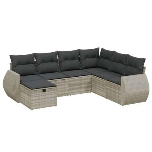 Vrtna garnitura - 7-dijelni set vrtnih sofa svjetlosivi od poliratana - Svjetlosiva Bez stola 1 Cijena