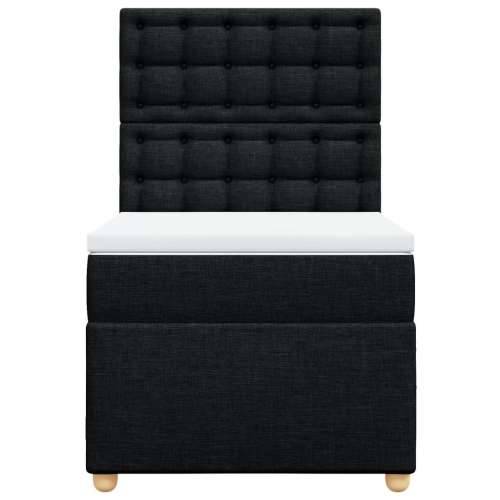 Krevet s oprugama i madracem crni 100 x 200 cm od tkanine - Crna 100 x 200 cm gumbi Cijena