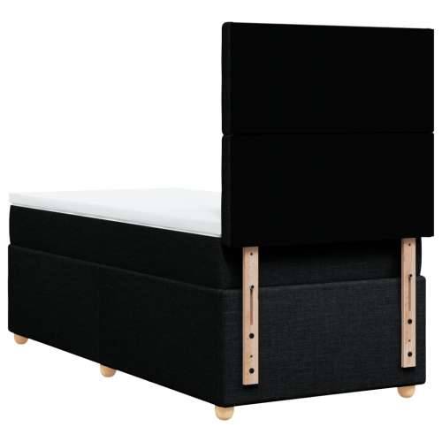 Krevet s oprugama i madracem crni 100 x 200 cm od tkanine - Crna 100 x 200 cm gumbi Cijena