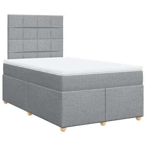 Krevet s oprugama i madrac svjetlosivi 120 x 200cm od tkanine - Svjetlosiva 120 x 200 cm Blok s kvadratima Cijena