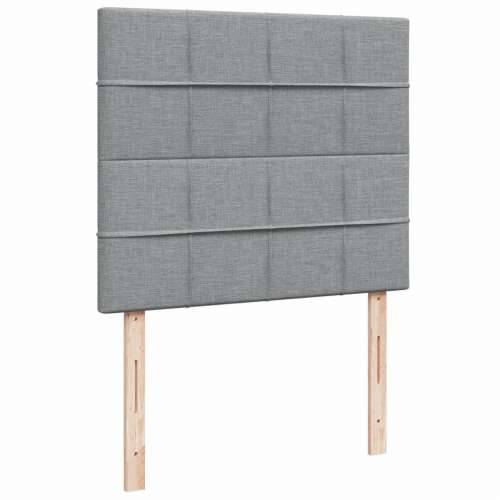 Krevet s oprugama i madrac svjetlosivi 120 x 200cm od tkanine - Svjetlosiva 120 x 200 cm Blok s kvadratima Cijena