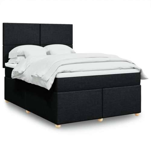 Krevet s oprugama i madracem crni 140 x 190 cm od tkanine - Crna 140 x 190 cm Gladak dizajn Cijena