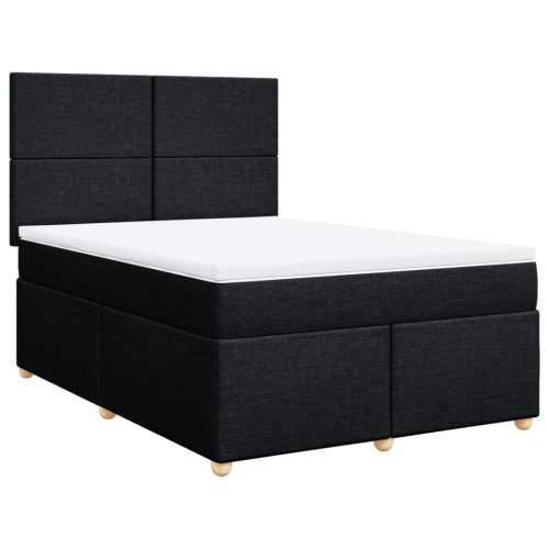 Krevet s oprugama i madracem crni 140 x 190 cm od tkanine - Crna 140 x 190 cm Gladak dizajn Cijena