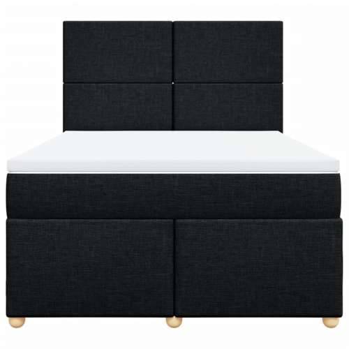 Krevet s oprugama i madracem crni 140 x 190 cm od tkanine - Crna 140 x 190 cm Gladak dizajn Cijena