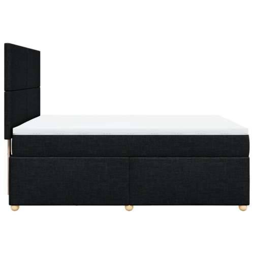 Krevet s oprugama i madracem crni 140 x 190 cm od tkanine - Crna 140 x 190 cm Gladak dizajn Cijena