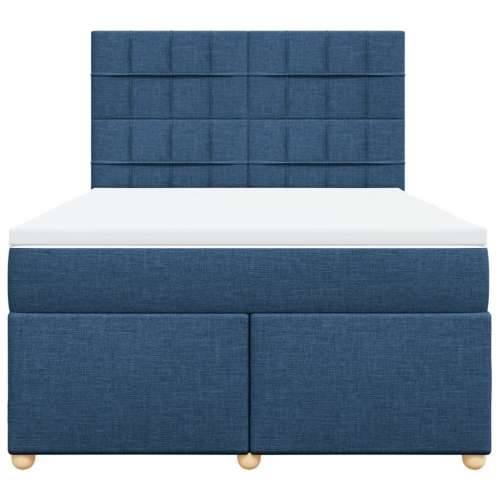 Krevet s oprugama i madracem plavi 160x200 cm od tkanine - Plava 160 x 200 cm Blok s kvadratima Cijena