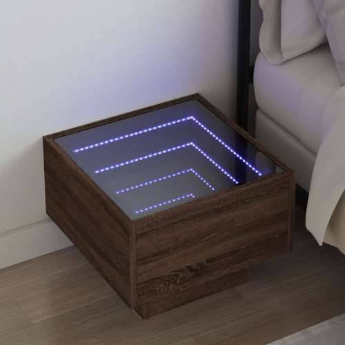 Noćni ormarić s beskonačnim LED boja smeđeg hrasta 40x40x30 cm - Smeđi hrast 1 Cijena