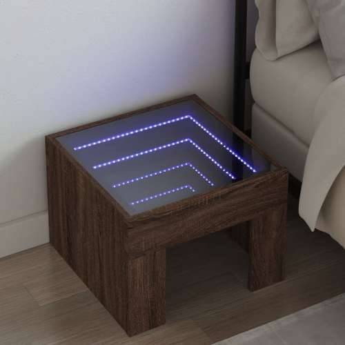 Noćni ormarić s beskonačnim LED boja smeđeg hrasta 40x40x30 cm - Smeđi hrast 1 Cijena