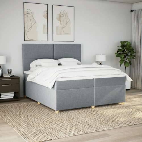Krevet s oprugama i madracem svjetlosivi 200 x 200cm od tkanine - Svjetlosiva 200 x 200 cm Gladak dizajn Cijena