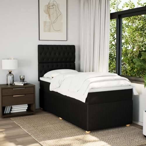 Box spring krevet s madracem crni 90x190 cm od tkanine - Crna 90 x 190 cm Dizajn s gumbima Cijena
