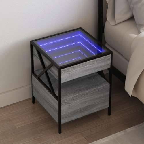 Noćni ormarić s beskonačnim LED boja hrasta 40 x 40 x 51 cm - Sivi hrast sonoma 1 Cijena