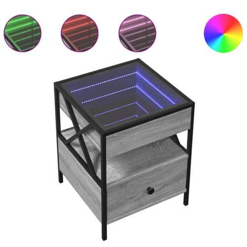 Noćni ormarić s beskonačnim LED boja hrasta 40 x 40 x 51 cm - Sivi hrast sonoma 1 Cijena