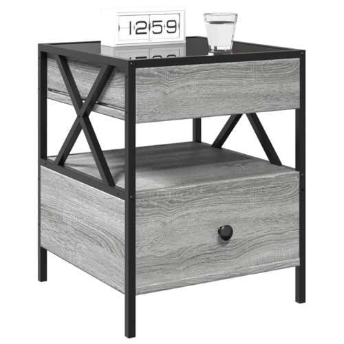 Noćni ormarić s beskonačnim LED boja hrasta 40 x 40 x 51 cm - Sivi hrast sonoma 1 Cijena