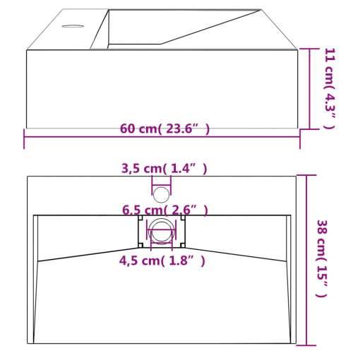 Lavabo - Umivaonik od lijevanih minerala/mramora 60x38x11 cm antracit - Antracit 60 x 38 x 11 cm Cijena