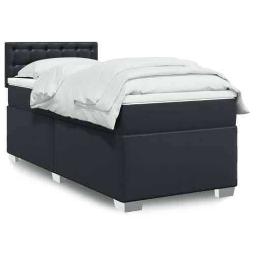 Krevet s oprugama i madracem crni 90 x 200 cm od umjetne kože - Crna 90 x 200 cm gumbi Cijena