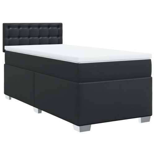 Krevet s oprugama i madracem crni 90 x 200 cm od umjetne kože - Crna 90 x 200 cm gumbi Cijena