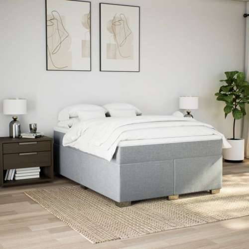 Krevet box spring s madracem svjetlosivi 140x200 cm od tkanine - Svjetlosiva 140 x 200 cm Cijena