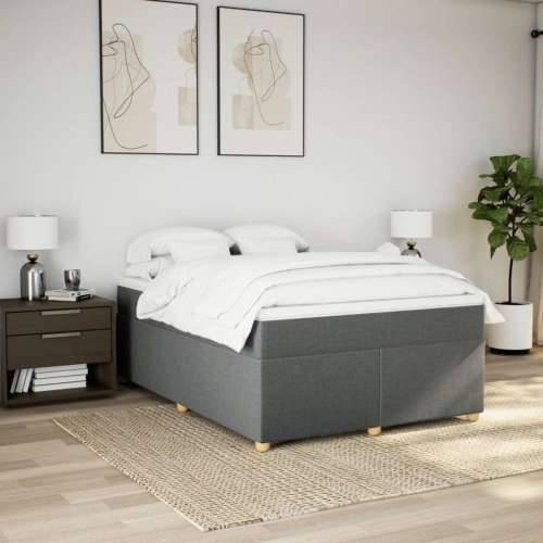 Krevet s oprugama i madracem tamnosivi 140x190 cm od tkanine - Tamno siva 140 x 190 cm Cijena