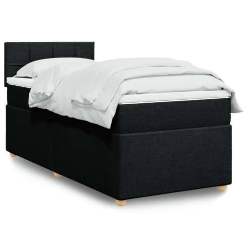 Krevet s oprugama i madracem crni 90x200 cm od tkanine Crna 90 x 200 cm Blok s kvadratima Cijena
