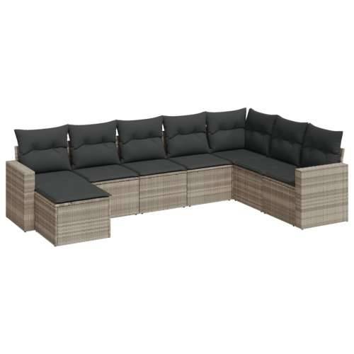 Vrtna garnitura - 8-dijelni set vrtnih sofa od poliratana s jastucima svjetlosivi - Svjetlosiva Bez stola 1 Cijena
