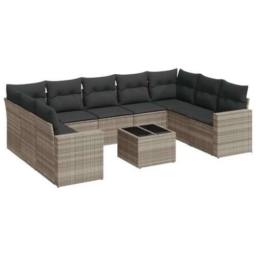 Vrtna garnitura - 10-dijelni set vrtnih sofa poliratan s jastucima svijetlosivi - Svjetlosiva Sa stolom 1 Cijena